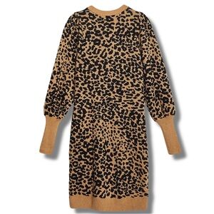LOFT Leopard Print Sweater Dress – Medium Petite | Cozy Elegance | Animal Print